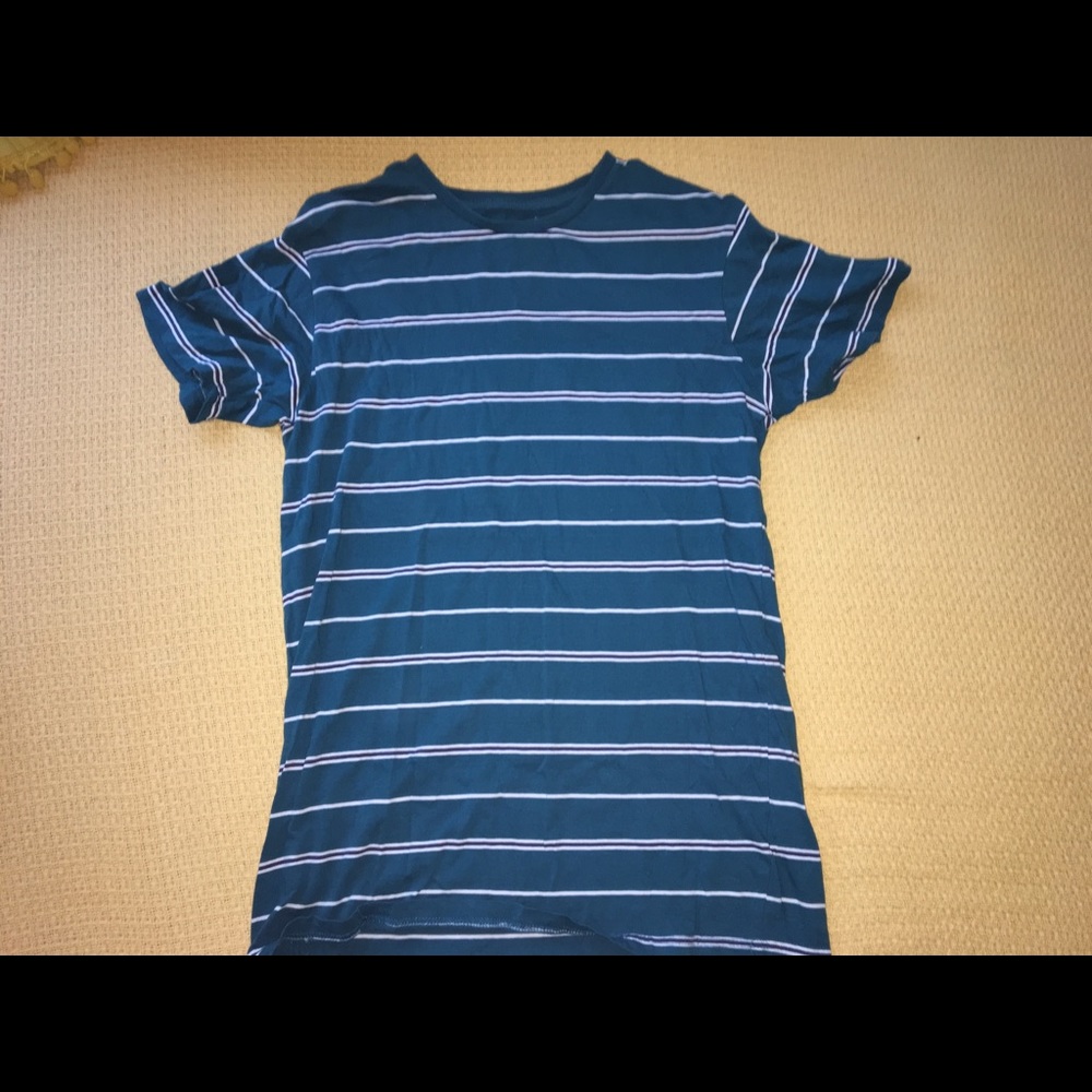 teal striped shirt
